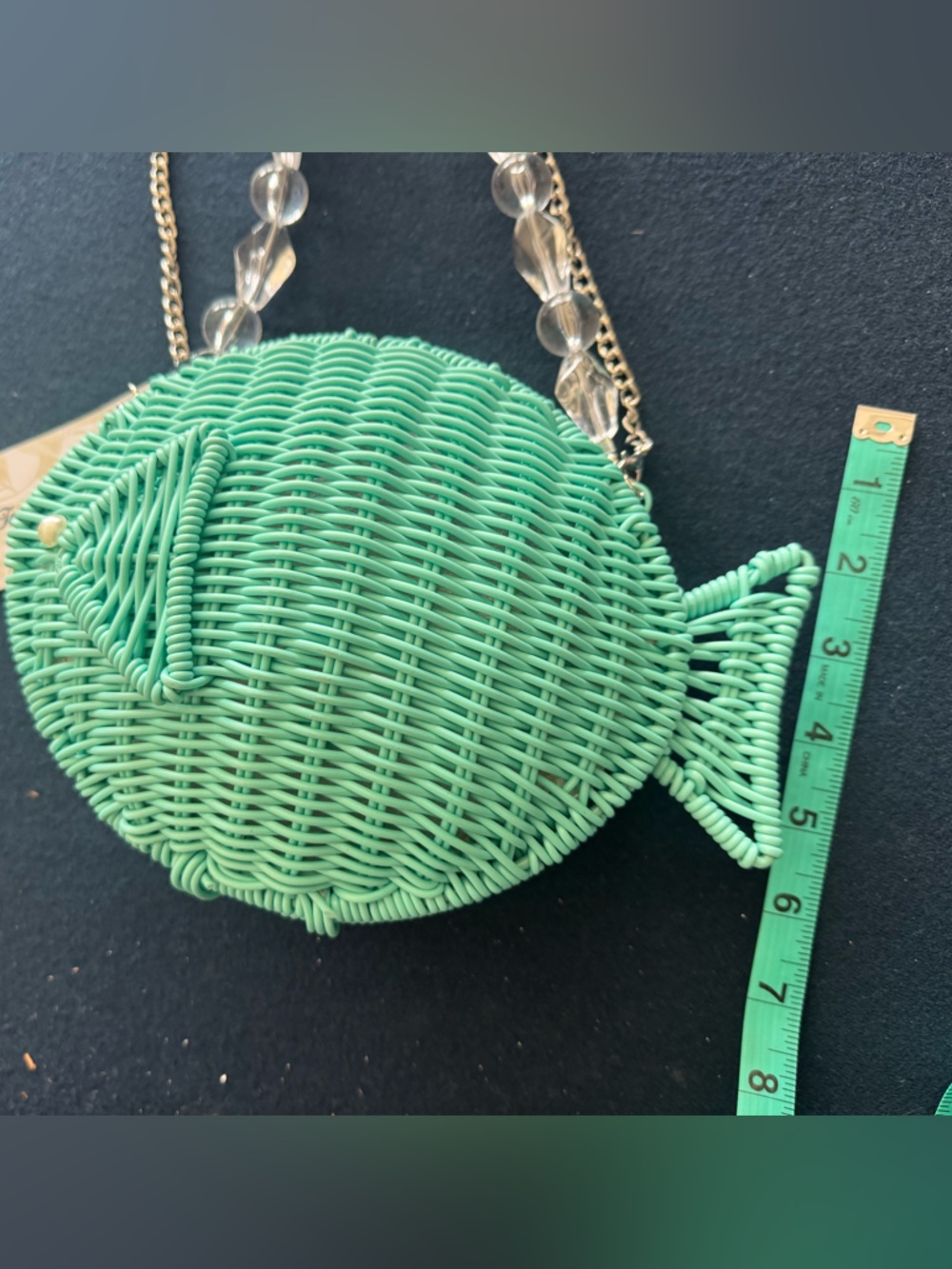 Tommy Bahama teal Woven Fish-Shaped bag:crossbody,handle or clutch!🐠versatile! - Picture 4 of 12